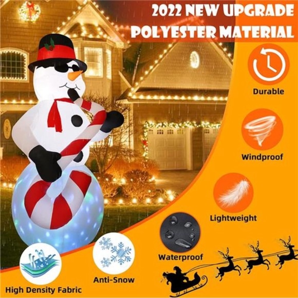 8 FT Christmas Inflatable Snowman with Playing Saxophone  Christmas Decoration - Picture 5 of 8